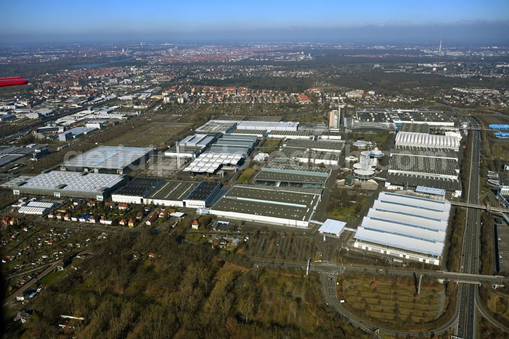 Laatzen from the bird's eye view: Exhibition grounds and exhibition halls of the Messegelaende Hannover in Laatzen in the state Lower Saxony, Germany