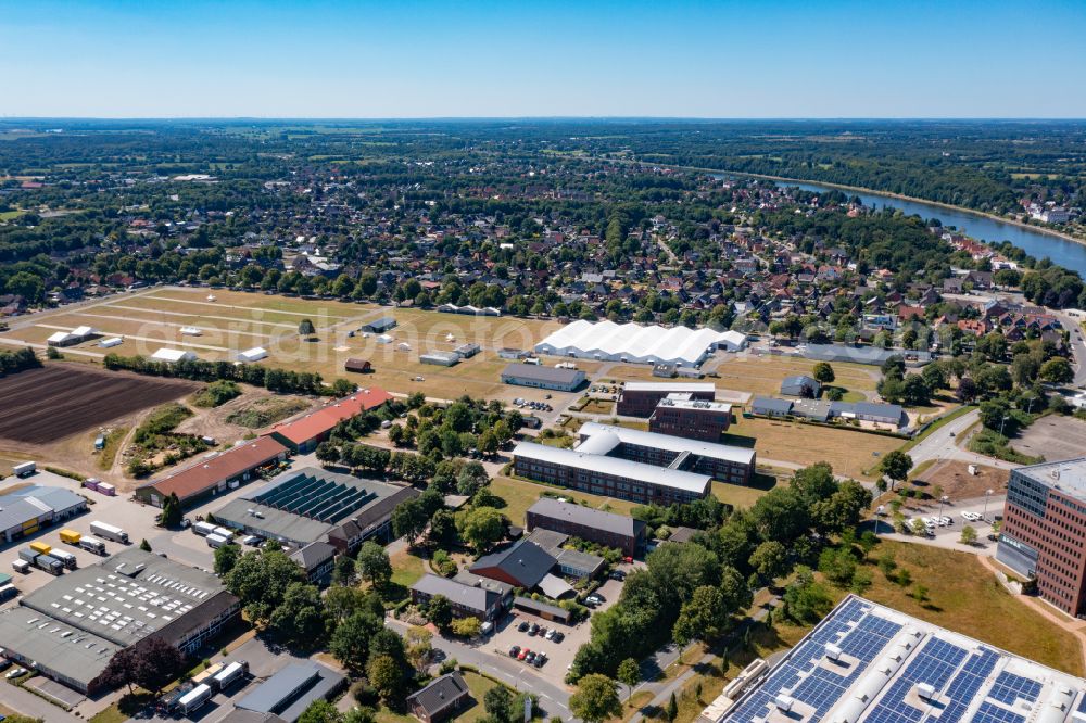 Rendsburg from above - Exhibition grounds and exhibition halls of the Norla- Messe in Rendsburg in the state Schleswig-Holstein, Germany