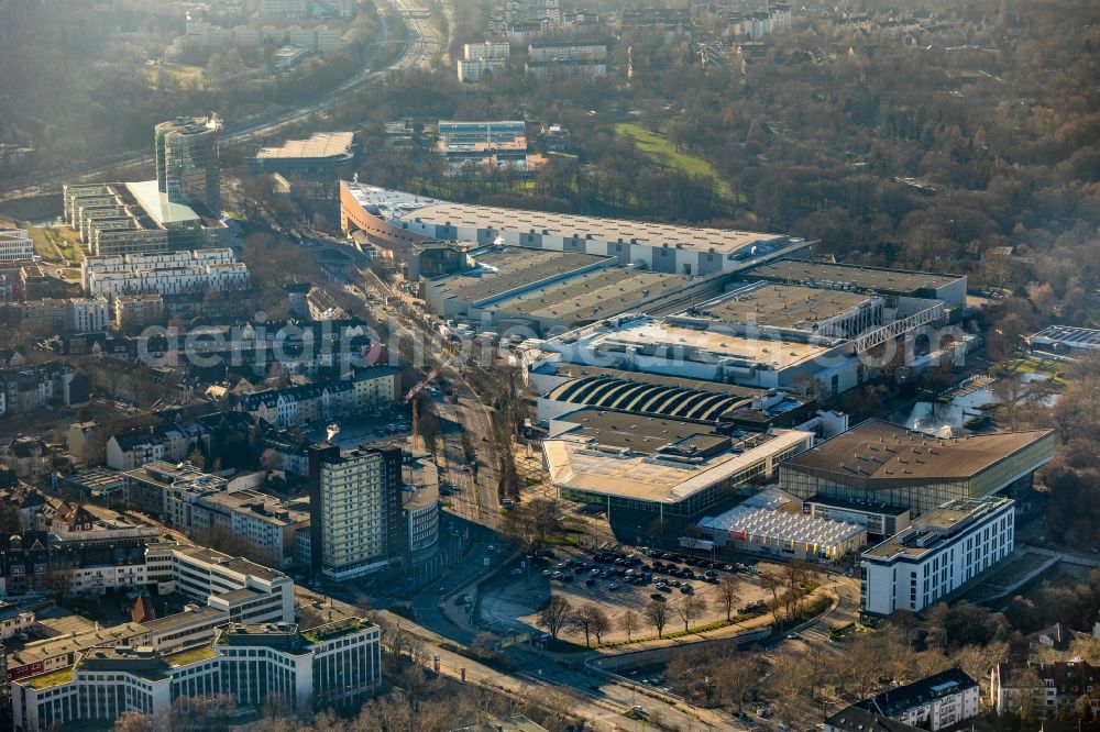 Essen from the bird's eye view: Exhibition grounds and exhibition halls on Messeplatz in the district Ruettenscheid in Essen in the state North Rhine-Westphalia, Germany