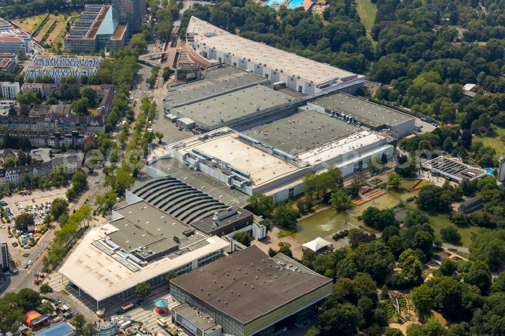 Aerial image Essen - Exhibition grounds and exhibition halls on Messeplatz in the district Ruettenscheid in Essen in the state North Rhine-Westphalia, Germany