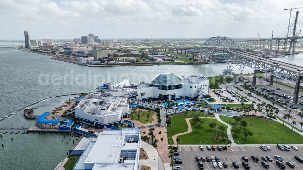 Corpus Christi from the bird's eye view: Exhibition grounds and exhibition halls of the Texas State Aquarium on street North Shoreline Boulevard in Corpus Christi in Texas, United States of America