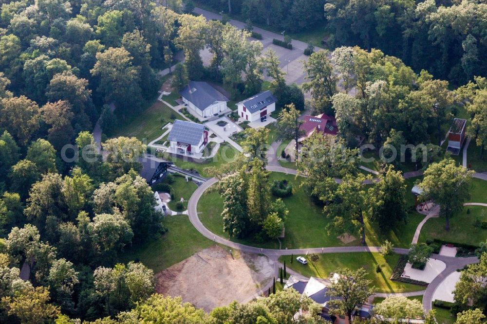 Rheinau from the bird's eye view: Exhibition grounds and exhibition halls of the World of Living in the district Linx in Rheinau in the state Baden-Wuerttemberg, Germany