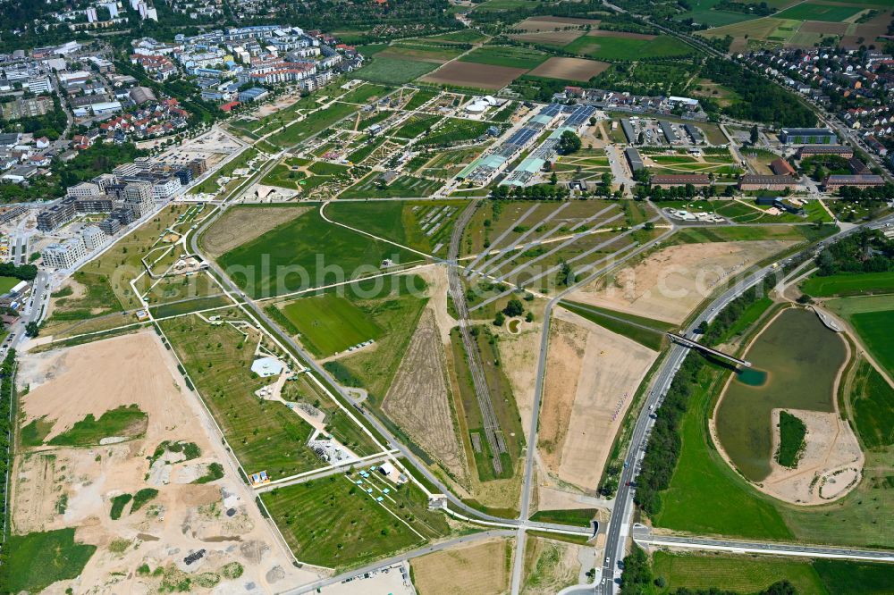 Aerial photograph Mannheim - Exhibition grounds and parks in the Spinelli Park of the Federal Horticultural Show Mannheim BUGA23 in Mannheim in the state Baden-Wuerttemberg, Germany