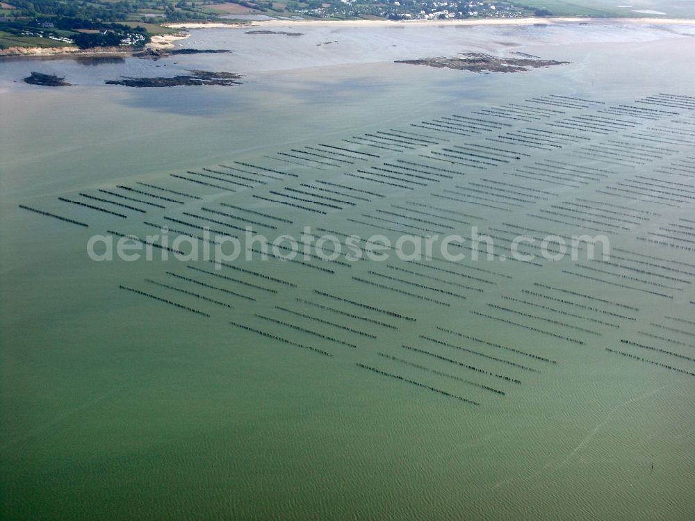 Ile d'Houat from above - Oyster beds near Ile d'Houat on the west coast of France