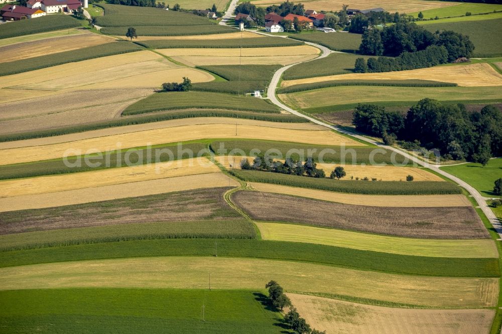 Wendling bei Haag from above - Felder und Wiesen und Wälder im Voralpenland bei Linz, Wendling bei Haag, Oberösterreich, Österreich