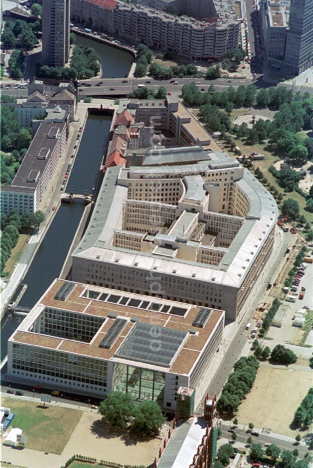 Berlin from the bird's eye view: The Foreign Office has its seat in the house at Werderscher market in Berlin Mitte. The new building was designed by architect Hans Kollhoff