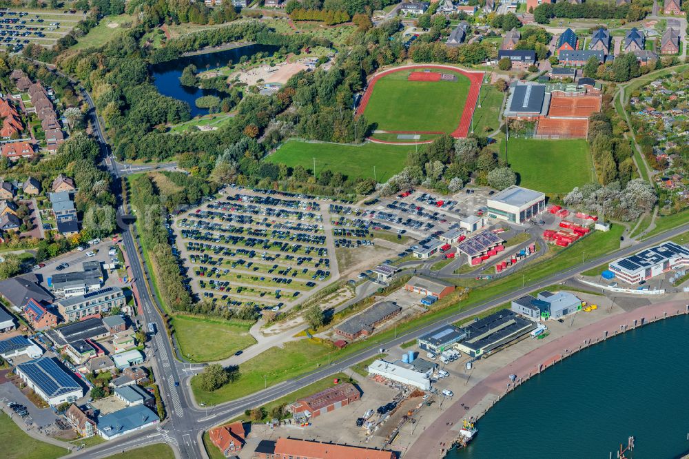 Aerial image Norderney - Parking and storage space for automobiles Dauerparkplatz Lot C in Norderney in the state Lower Saxony, Germany