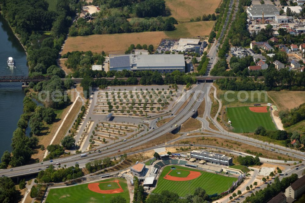 Aerial image Regensburg - Parking and storage space for automobiles on street Schwabelweiser Weg in Regensburg in the state Bavaria, Germany