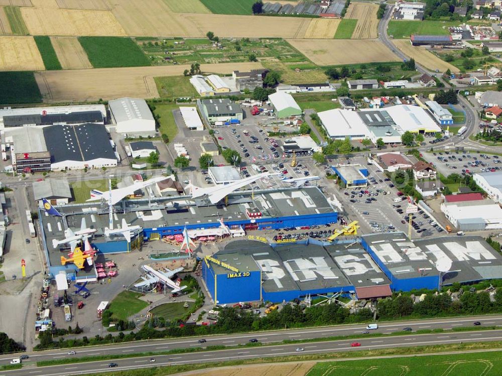 Aerial photograph Sinsheim / Baden-Württemberg - Das Auto & Technik MUSEUM SINSHEIM ist eine Erlebniswelt für Jung und Alt! Auf über 30.000 qm Hallenfläche erwarten Sie mehr als 3.000 Ausstellungsstücke, darunter die Original CONCORDE der Air-France, die russische Concorde Tupolev TU-144, mehr als 300 Oldtimer, 200 Motorräder, 40 Sportwagen, usw... Auto & Technik Museum Sinsheim e.V. IMAX 3D Filmtheater Museumsplatz, D-74889 Sinsheim Tel.: 07261 / 9299-0Fax: 07261 / 13916