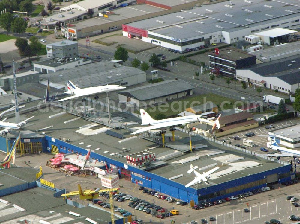 Aerial image Sinsheim / Baden-Württemberg - Das Auto & Technik MUSEUM SINSHEIM ist eine Erlebniswelt für Jung und Alt! Auf über 30.000 qm Hallenfläche erwarten Sie mehr als 3.000 Ausstellungsstücke, darunter die Original CONCORDE der Air-France, die russische Concorde Tupolev TU-144, mehr als 300 Oldtimer, 200 Motorräder, 40 Sportwagen, usw... Auto & Technik Museum Sinsheim e.V. IMAX 3D Filmtheater Museumsplatz, D-74889 Sinsheim Tel.: 07261 / 9299-0Fax: 07261 / 13916