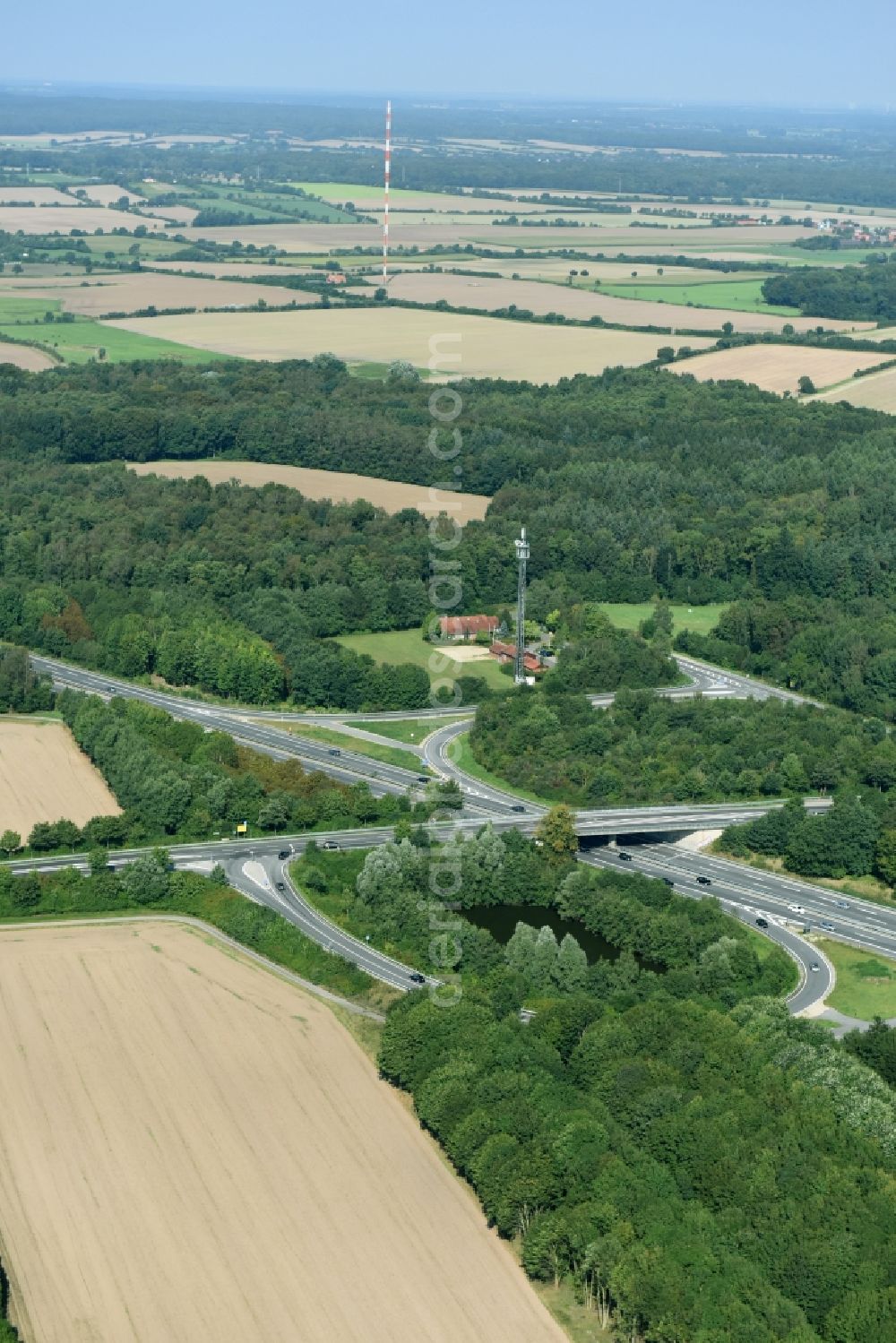 Talkau from the bird's eye view: Routing and traffic lanes during the highway exit and access the motorway A 24 in Talkau in the state Schleswig-Holstein