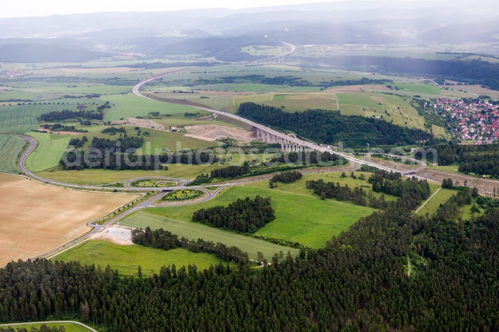 Aerial photograph Rohr - Highway exit Meiningen Nord and access the motorway A 71 in Rohr in the state Thuringia, Germany