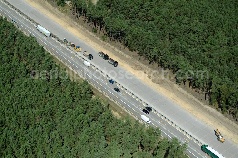 Aerial photograph Heidesee - Highway construction site for the expansion and extension of track along the route of A12 E30 in Heidesee in the state Brandenburg