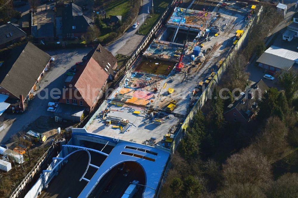 Hamburg from above - Highway construction site for the expansion and extension of track along the route of A7 in the district Schnelsen in Hamburg, Germany