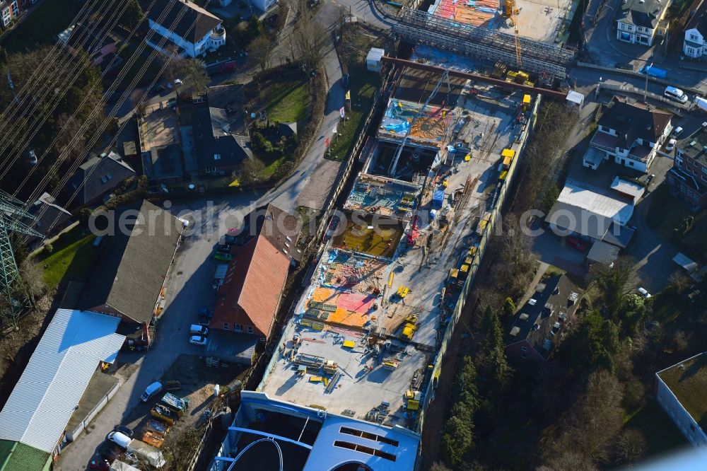 Hamburg from above - Highway construction site for the expansion and extension of track along the route of A7 in the district Schnelsen in Hamburg, Germany