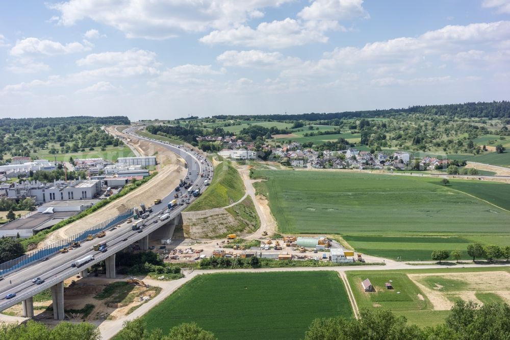 Aerial image Remchingen - Highway construction site for the expansion and extension of track along the route of A8 in Remchingen in the state Baden-Wuerttemberg