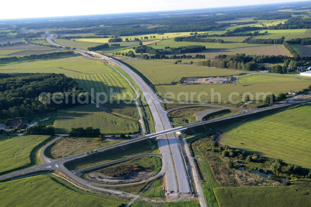 Aerial photograph Karstädt - Highway construction site for the expansion along the route of the land road L131 in Karstaedt in the state Brandenburg