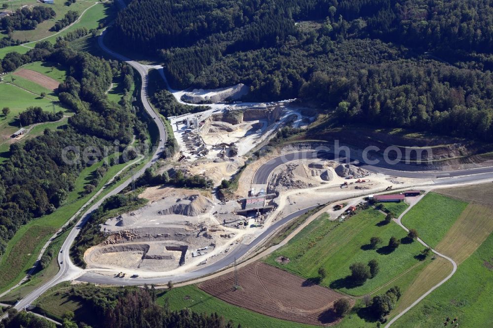 Rheinfelden (Baden) from the bird's eye view: Highway- construction site with earthworks along the route of the highway A98 at the junction Rheinfelden-East in Rheinfelden (Baden) in the state Baden-Wurttemberg, Germany