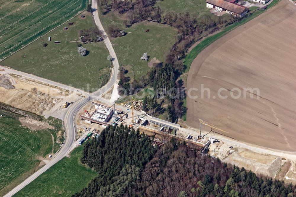 Aerial photograph Hammersdorf - Highway- Construction site with earthworks along the route and of the route of the highway BAB A94 in Hammersdorf in the state Bavaria