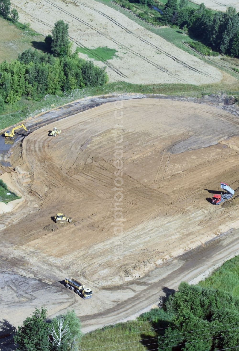 Eula from the bird's eye view: Highway- Construction site with earthworks along the route and of the route of the highway route B95 to A72 motorway in Eula in the state Saxony