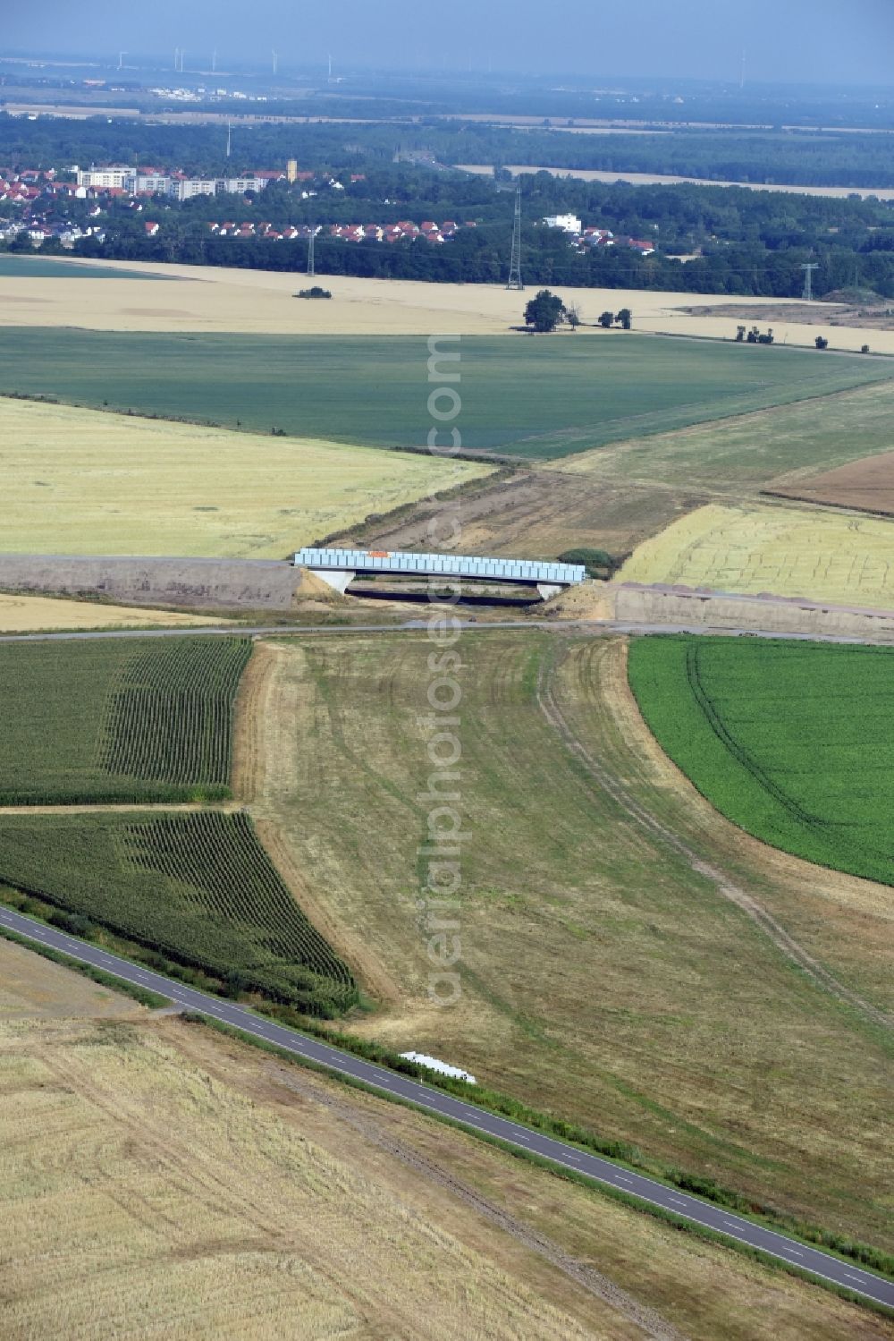 Neukieritzsch from the bird's eye view: Highway- Construction site with earthworks along the route and of the route of the highway route B95 to A72 motorway in Neukieritzsch in the state Saxony