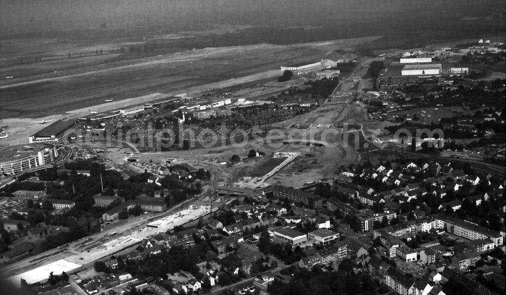 Düsseldorf from above - Highway- Construction site with earthworks along the route and of the route of the highway Nordring BAB A44 in the district Unterrath in Duesseldorf in the state North Rhine-Westphalia, Germany