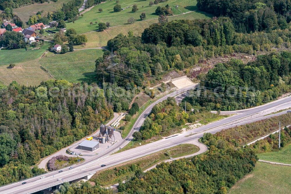 Aerial photograph Rheinfelden (Baden) - Highway- Construction site with earthworks along the route and of the route of the highway A98 in Rheinfelden (Baden) in the state Baden-Wurttemberg, Germany