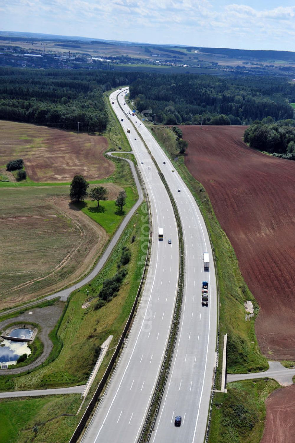 Wittchenstein from above - Ein Teilstück der Autobahn A9 bei Wittchenstein, Thüringen. A part of the Highway A9 near Wittchenstein in Thuringia.