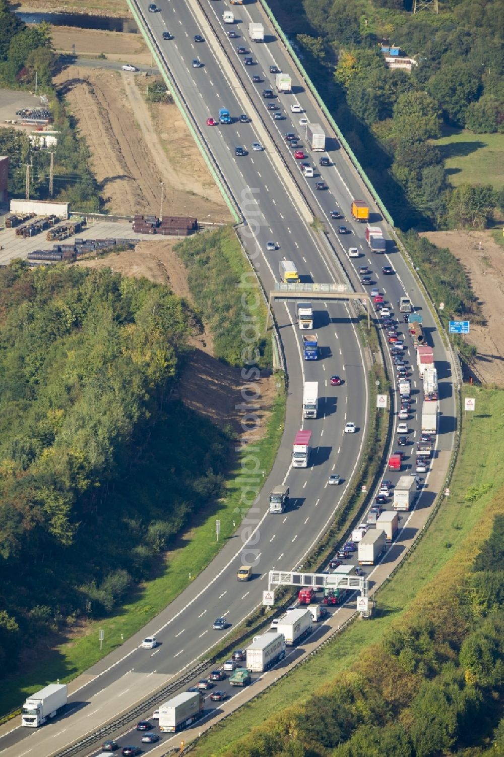 Hagen from the bird's eye view: Highway bridge at Berchum Hagen-Halden in the Ruhr area in North Rhine-Westphalia