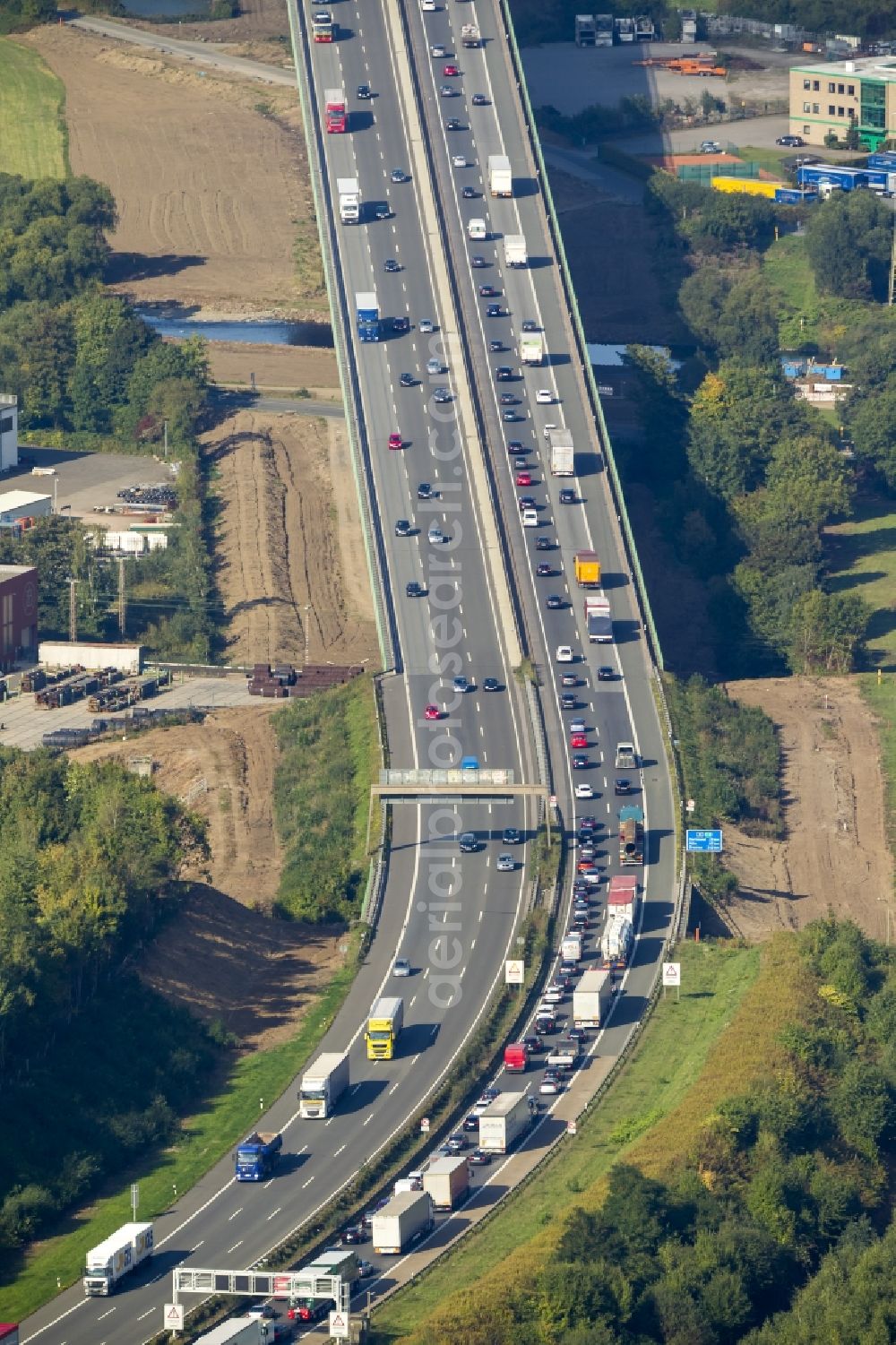 Aerial image Hagen - Highway bridge at Berchum Hagen-Halden in the Ruhr area in North Rhine-Westphalia