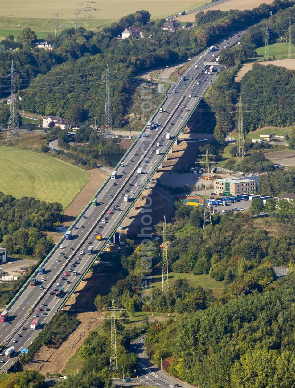 Hagen from above - Highway bridge at Berchum Hagen-Halden in the Ruhr area in North Rhine-Westphalia