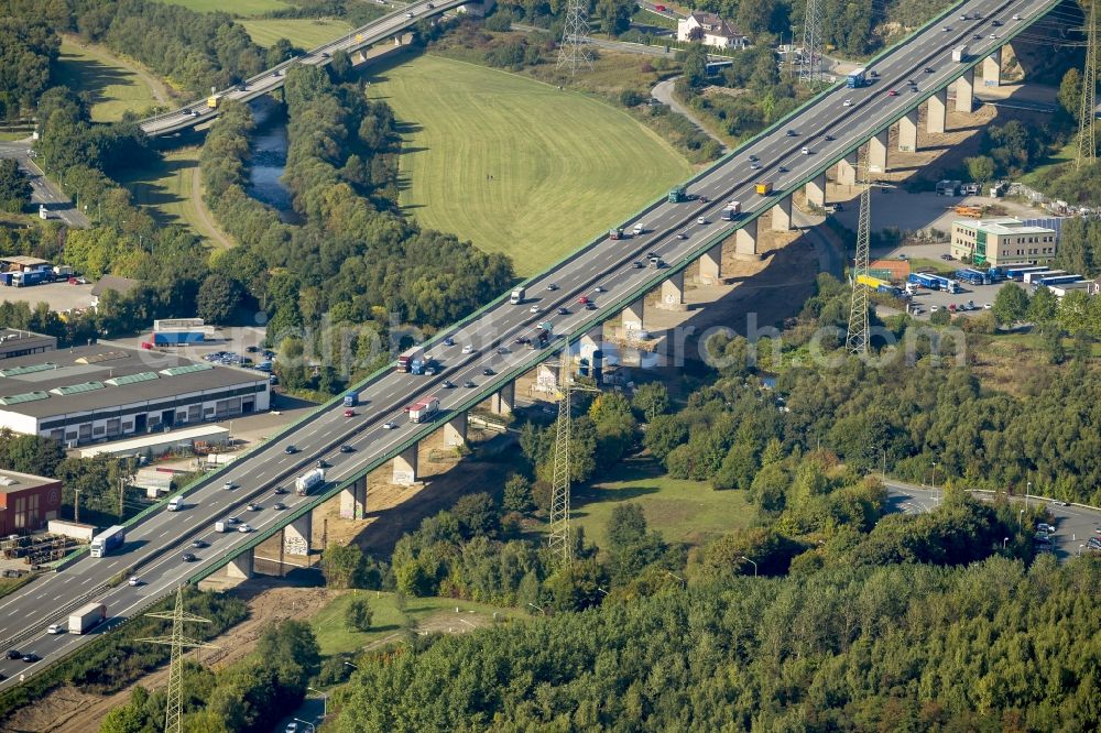 Hagen from the bird's eye view: Highway bridge at Berchum Hagen-Halden in the Ruhr area in North Rhine-Westphalia