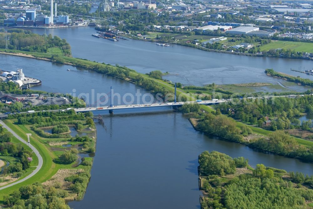 Aerial photograph Hamburg - Highway bridge A1 Moorfleet in Hamburg, Germany