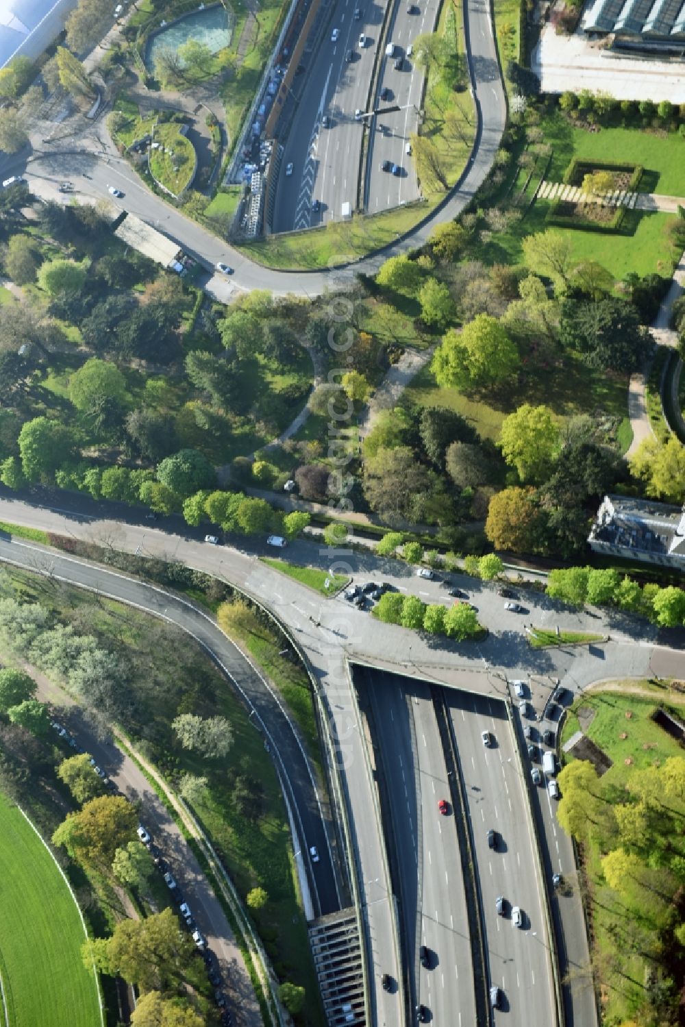 Paris from the bird's eye view: Highway bridge structure applied as a wildlife crossing bridge Wild - Wild swap on Bd Periperique in Paris in Ile-de-France, France