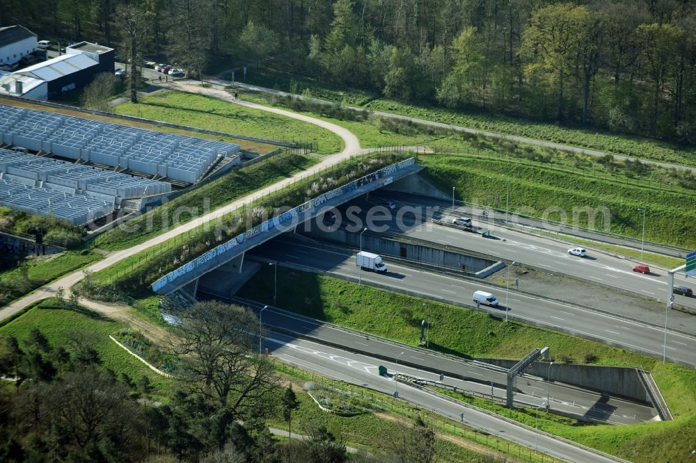 Versailles from the bird's eye view: Highway bridge structure applied as a wildlife crossing bridge Wild - Wild swap the A86 - N12 in Versailles in Ile-de-France, France