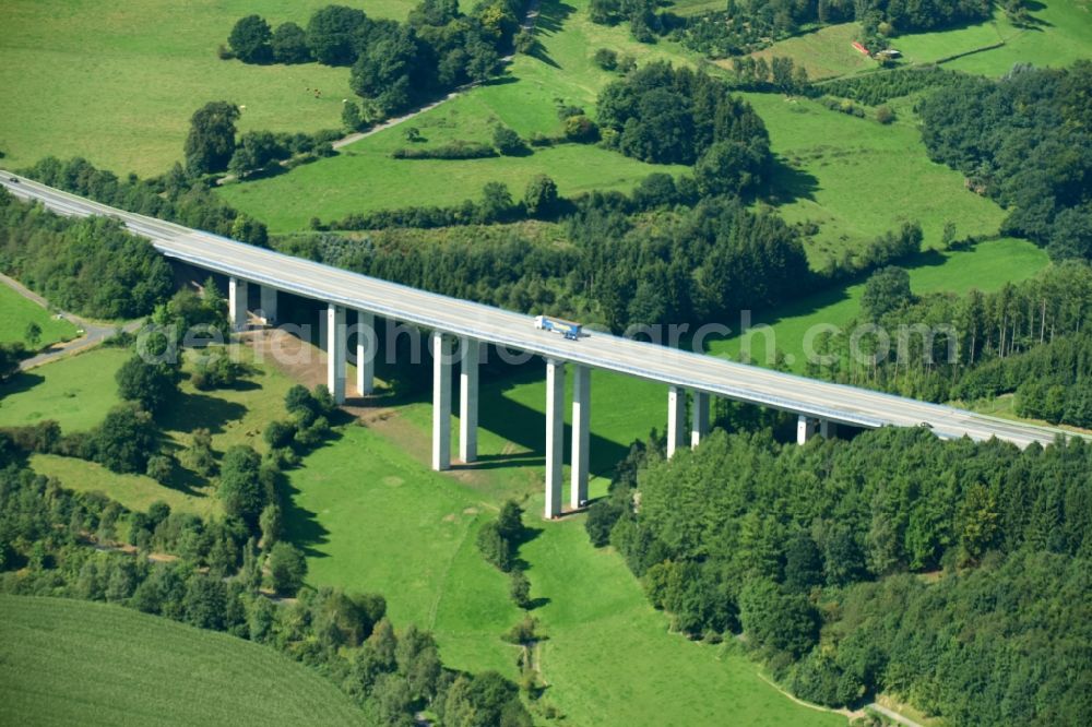 Aerial image Meschede - Highway bridge viaduct of the A46 motorway at Enste in Meschede in the State of North Rhine-Westphalia