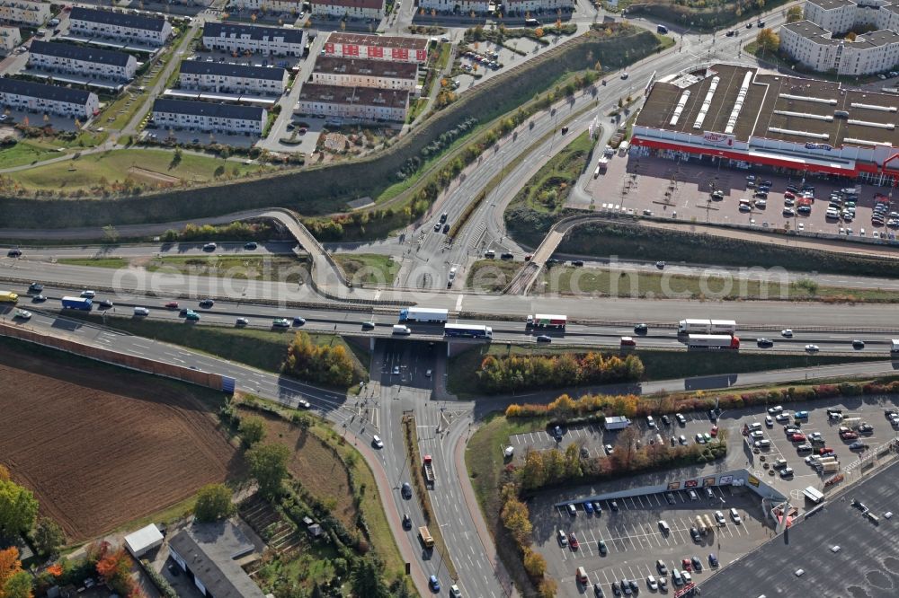 Aerial image Mainz - Part of the construction site on the motorway A60 in Mainz in Rhineland-Palatinate