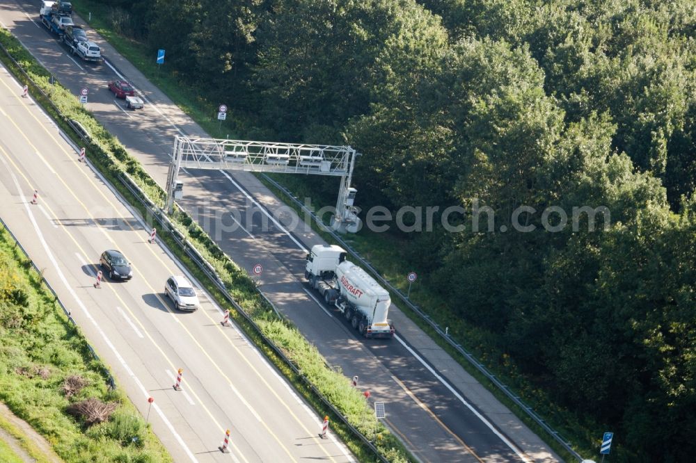 Aerial image Bühl - Highway toll bridge at the A 5 in Buehl in the state Baden-Wuerttemberg