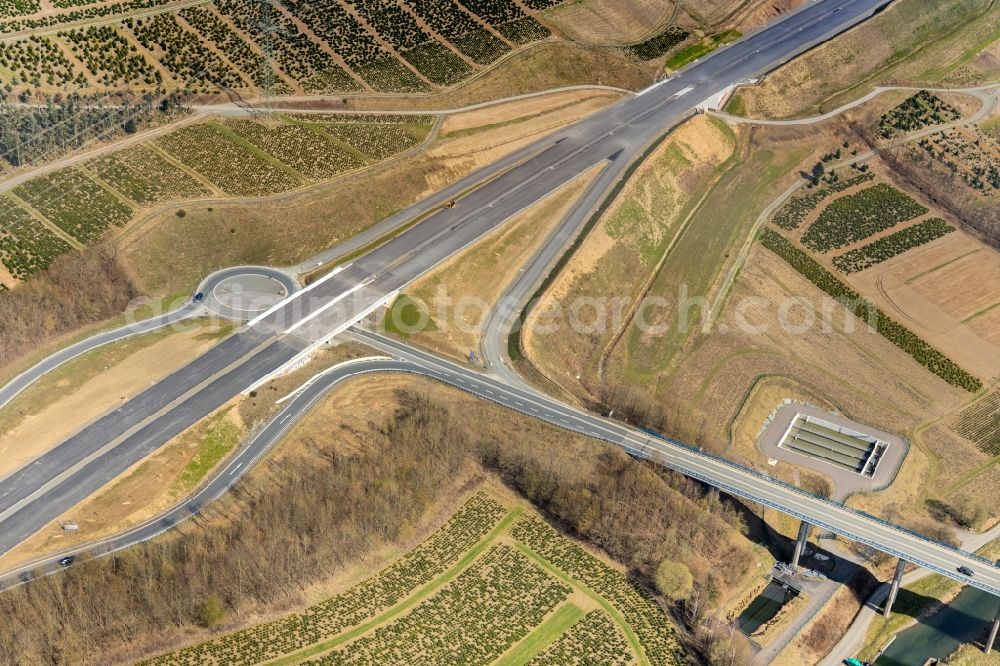 Aerial image Bestwig - Highway- Construction site along the route of the highway BAB A46 in the district Ramsbeck in Bestwig in the state North Rhine-Westphalia, Germany