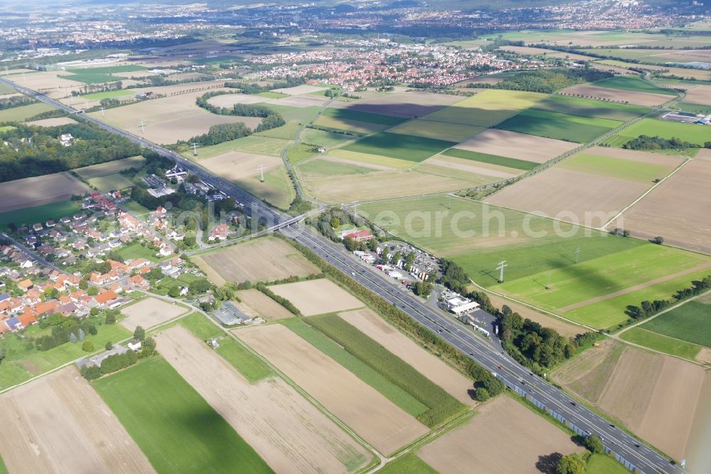 Aerial photograph Rosdorf - Motorway service area Goettingen on the edge of the course of BAB highway 7 in Rosdorf in the state Lower Saxony