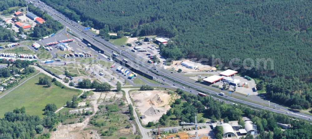 Aerial image Michendorf - Michendorf 06/27/2011 View the highway rest stop with Michendorf filling station and truck parking on the motorway BAB A 10