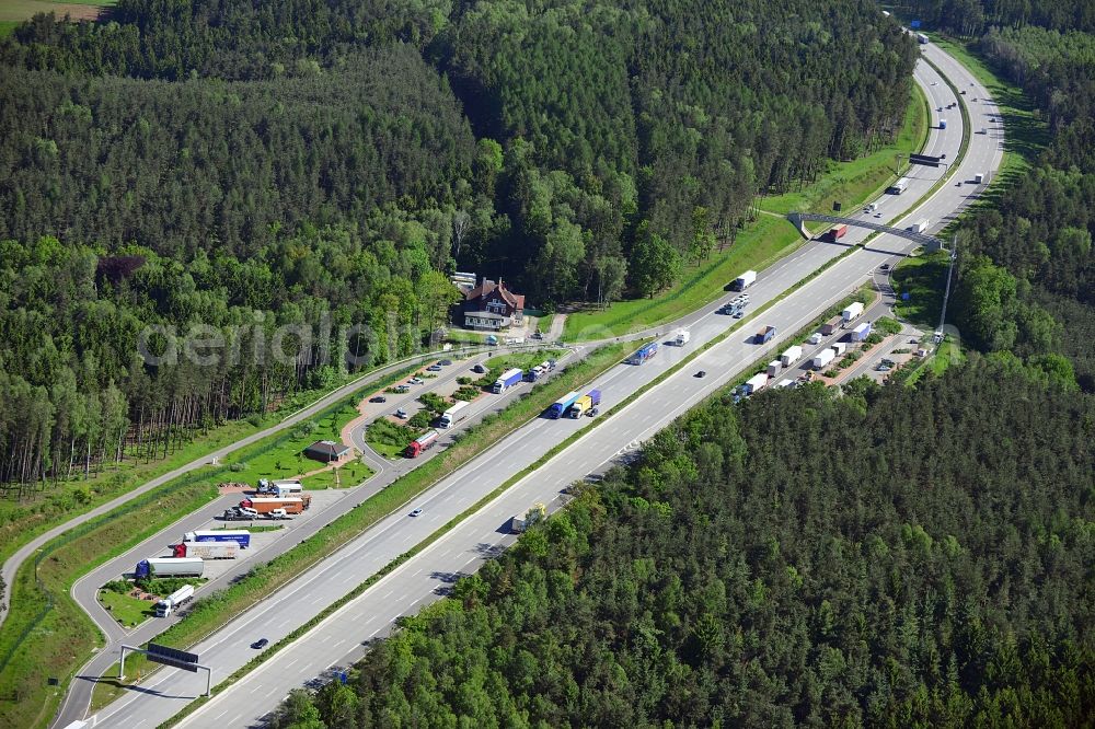 Aerial photograph Triptis - Highway - resting place on the route of the motorway Autobahn A9 Triptis in Thuringia