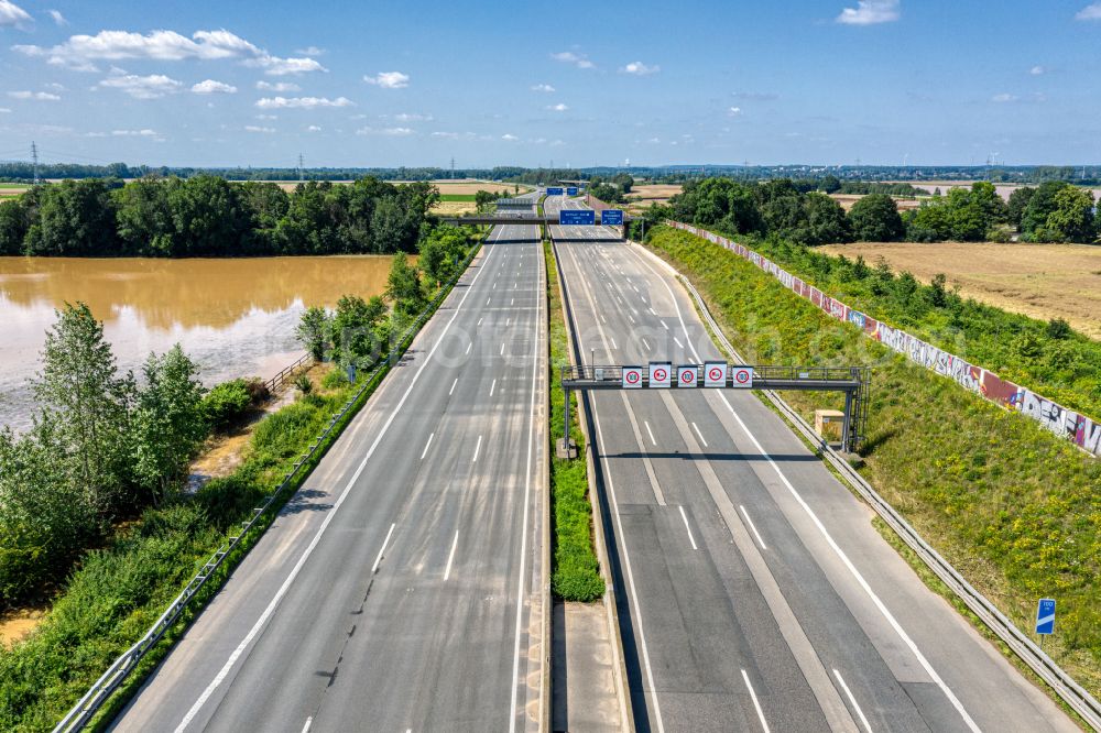 Aerial image Blessem - Highway route BAB A61 in on street E31 in Blessem in the state North Rhine-Westphalia, Germany