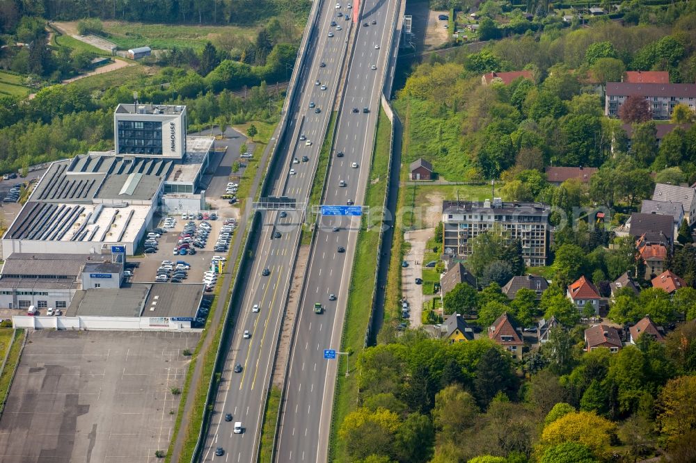 Aerial image Dortmund - Highway route BAB A40 in in Dortmund in the state North Rhine-Westphalia