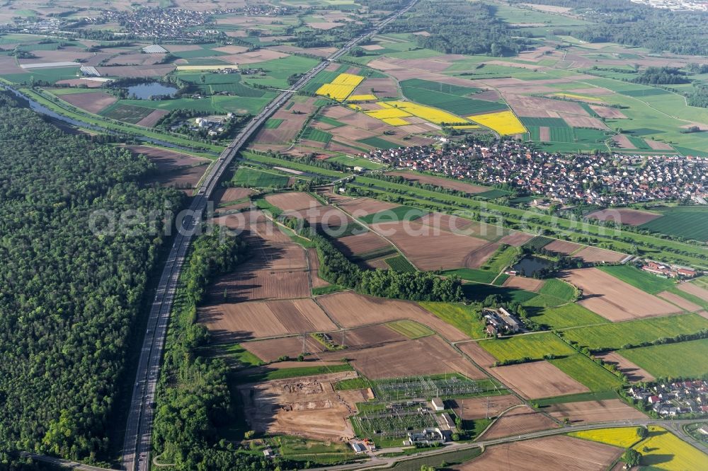 Griesheim from the bird's eye view: Highway route BAB A5 in in Griesheim in the state Baden-Wuerttemberg