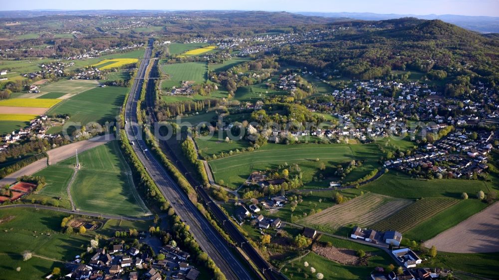 Stieldorferhohn from the bird's eye view: Highway route BAB A3 in in Stieldorferhohn in the state North Rhine-Westphalia, Germany