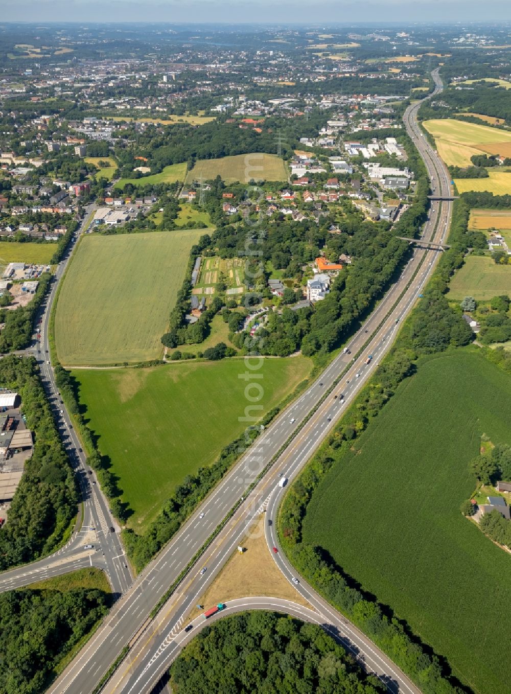 Aerial photograph Witten - Highway route BAB 448 in in Witten in the state North Rhine-Westphalia, Germany