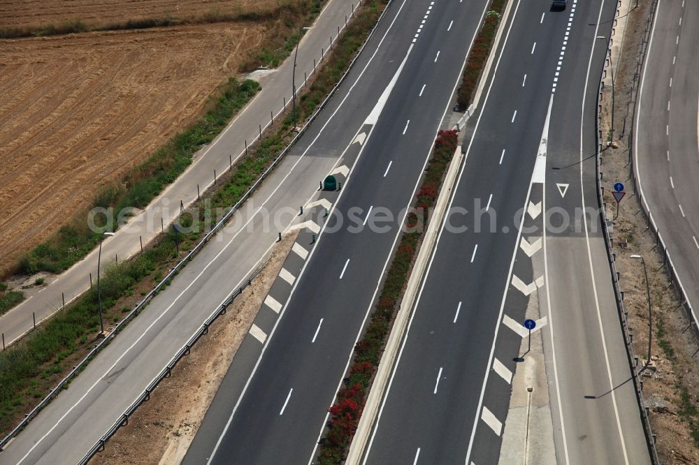 Santa Eugènia from above - Highway route MA-13 at Santa Eugenia in Mallorca in Balearic Islands, Spain