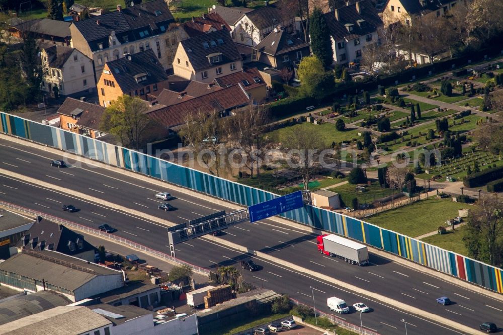 Bochum from above - Highway route A40 in in Bochum in the state North Rhine-Westphalia, Germany