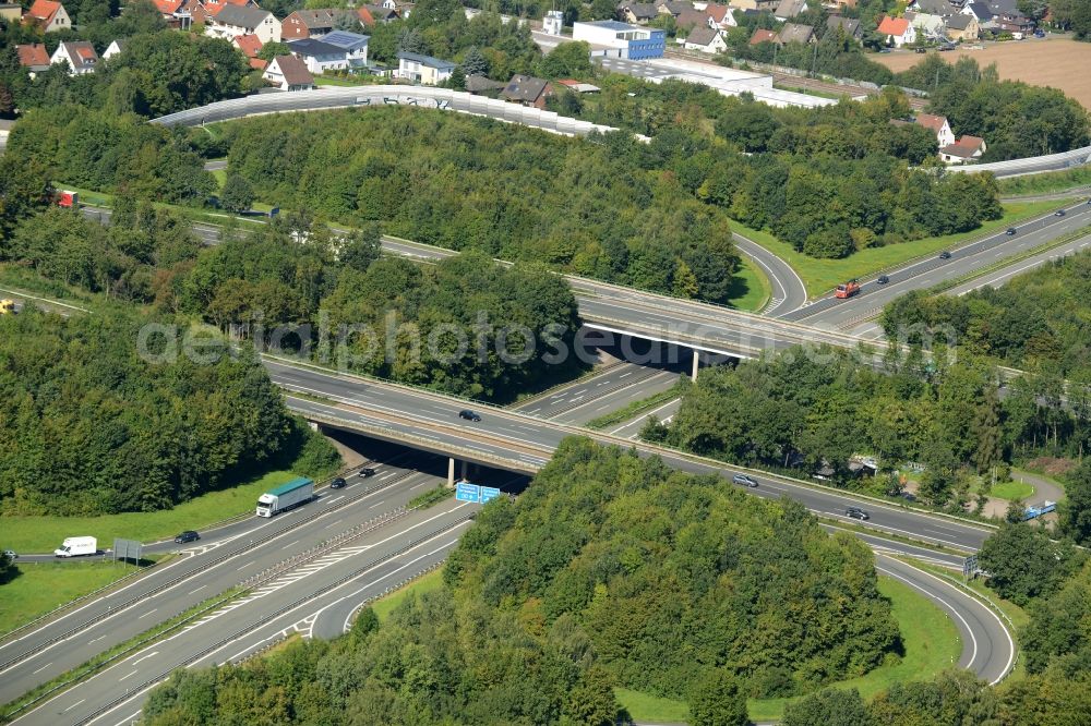 Aerial photograph Bad Oeynhausen - Course of the motorway A30 at the intersection of Bad Oeynhausen in the state of North Rhine-Westphalia